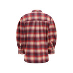 Oversized Red Check Cotton Flannel Shirt
