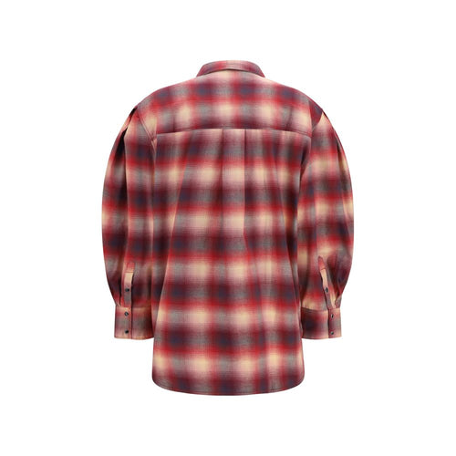 Oversized Red Check Cotton Flannel Shirt
