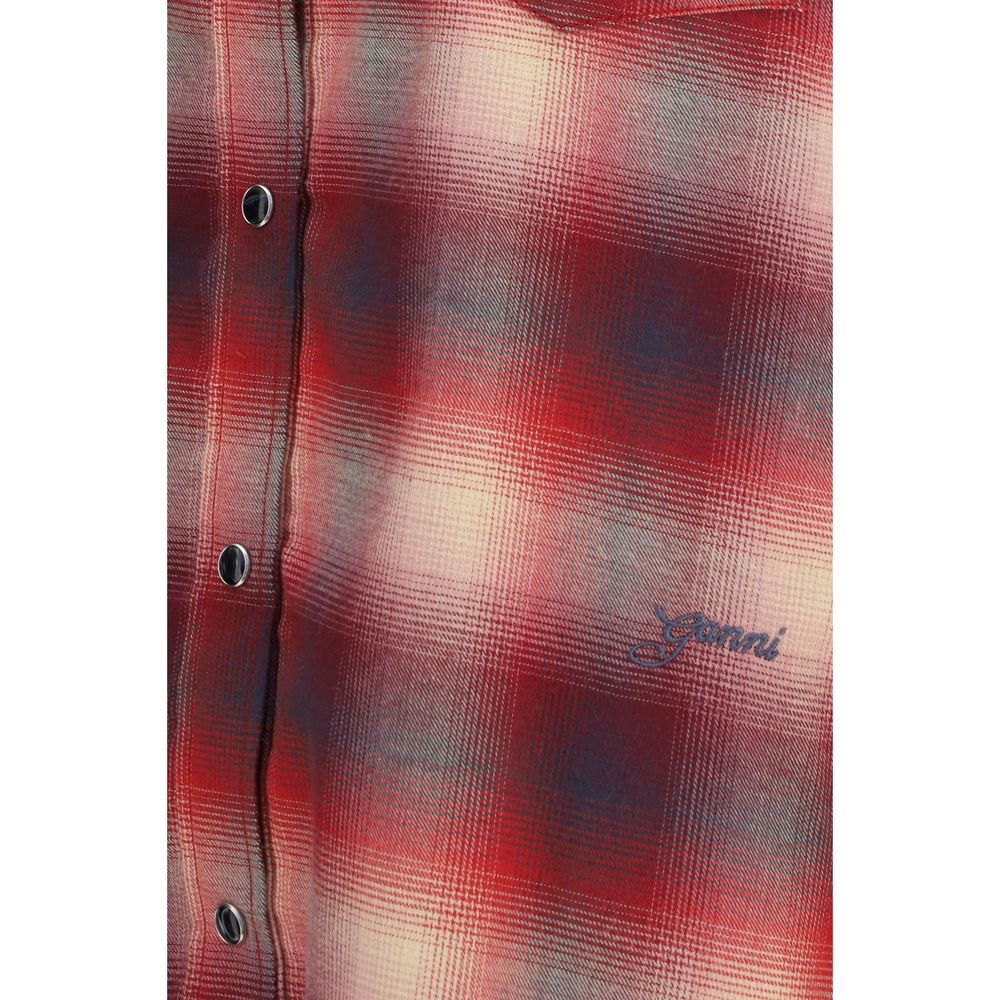 Oversized Red Check Cotton Flannel Shirt