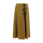 Satin Midi Skirt With Tie Detail