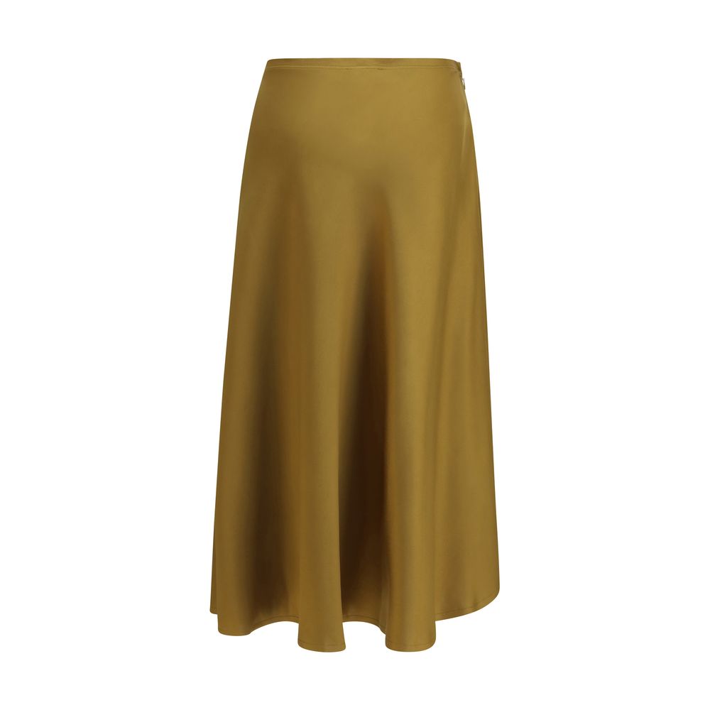 Satin Midi Skirt With Tie Detail