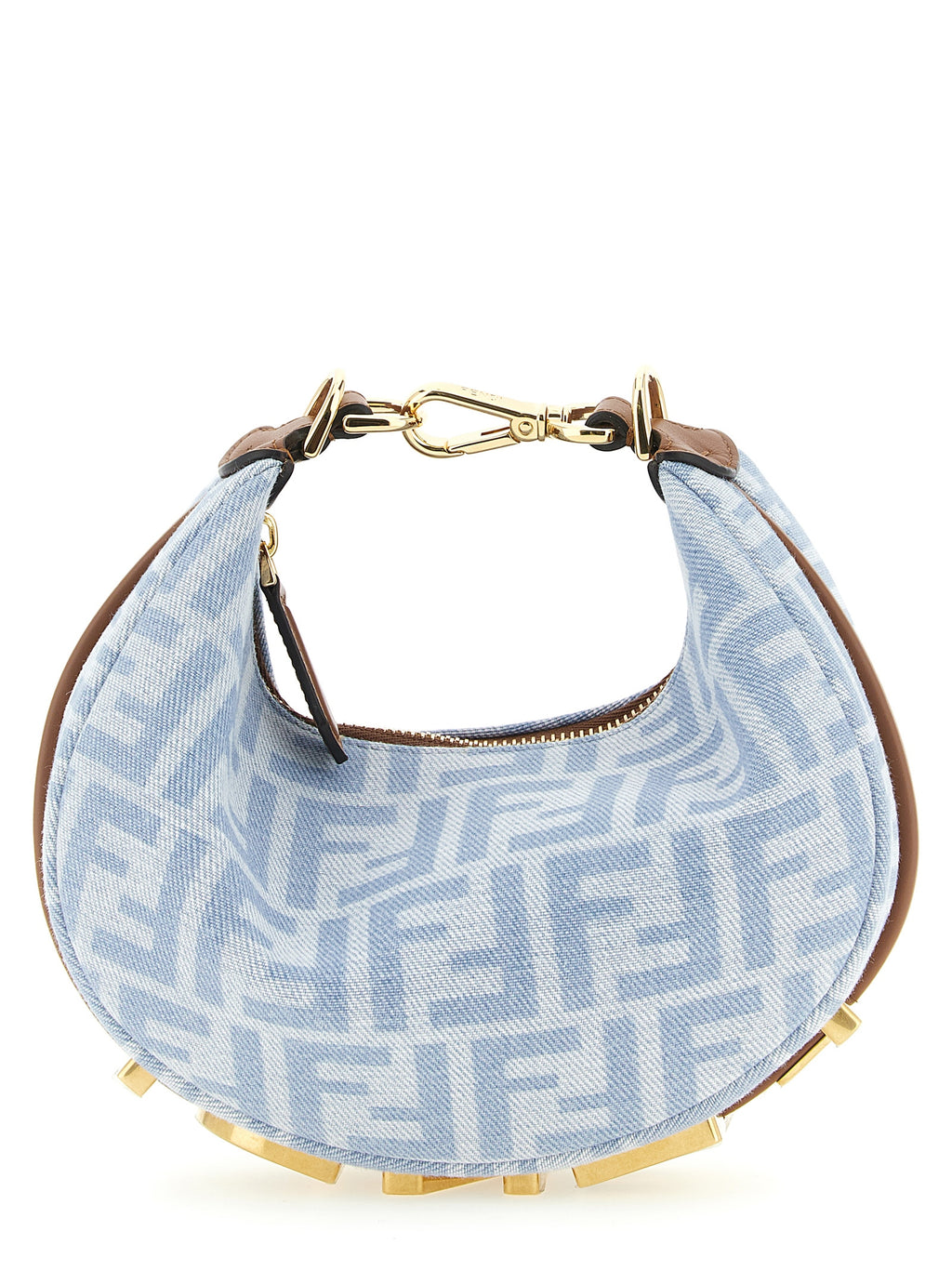 Mini Fendigraphy Cotton Denim Hobo Handbag