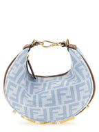 Mini Fendigraphy Cotton Denim Hobo Handbag