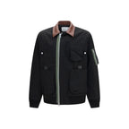 Cotton Bomber Jacket with Leather Accents