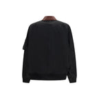 Cotton Bomber Jacket with Leather Accents