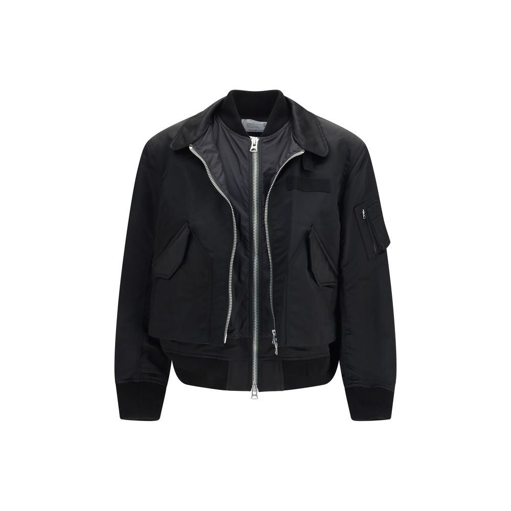 Cropped Cotton‑Nylon Hybrid Bomber