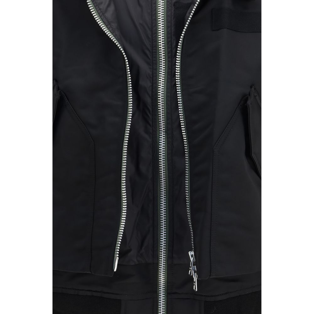Cropped Cotton‑Nylon Hybrid Bomber
