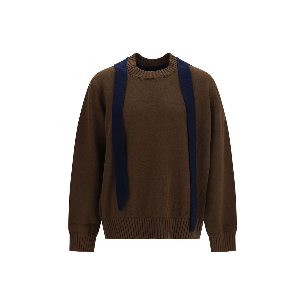 Oversized Merino Wool Cardigan with Integrated Scarf