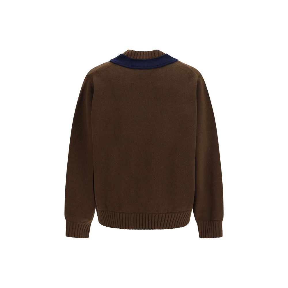 Oversized Merino Wool Cardigan with Integrated Scarf