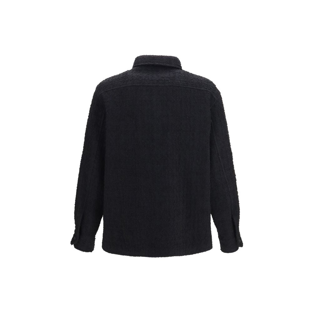 Textured Cotton Wool High-Neck Jacket