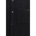 Textured Cotton Wool High-Neck Jacket