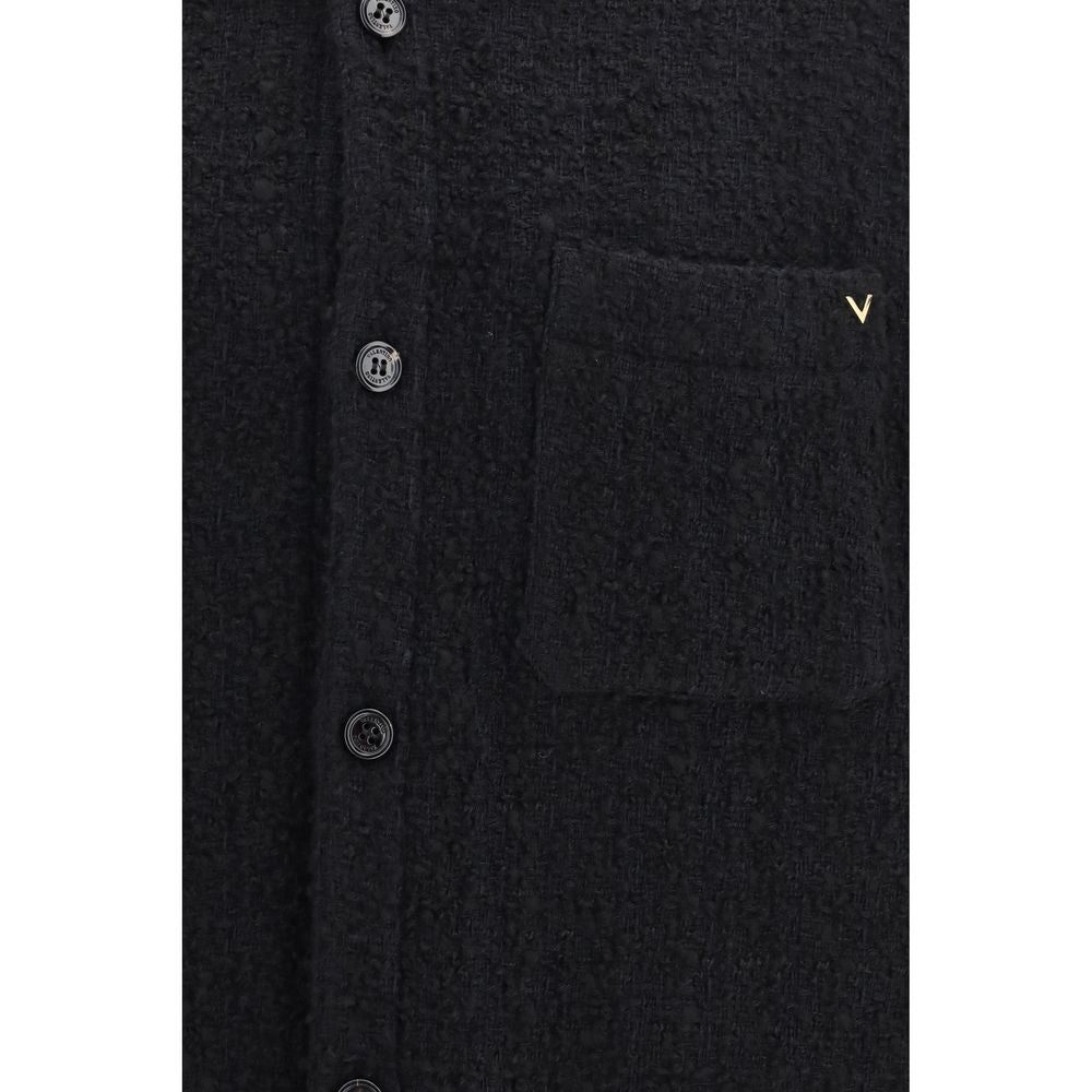 Textured Cotton Wool High-Neck Jacket