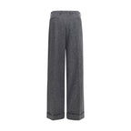 Oversized Wool‑Silk Straight‑Leg Pants