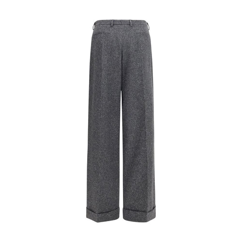 Oversized Wool‑Silk Straight‑Leg Pants