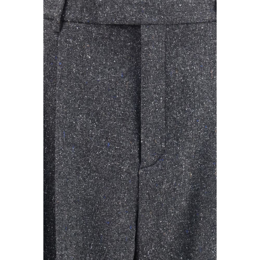 Oversized Wool‑Silk Straight‑Leg Pants