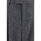 Oversized Wool‑Silk Straight‑Leg Pants