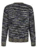 Multicolor Wool and Silk Crew Neck Cardigan
