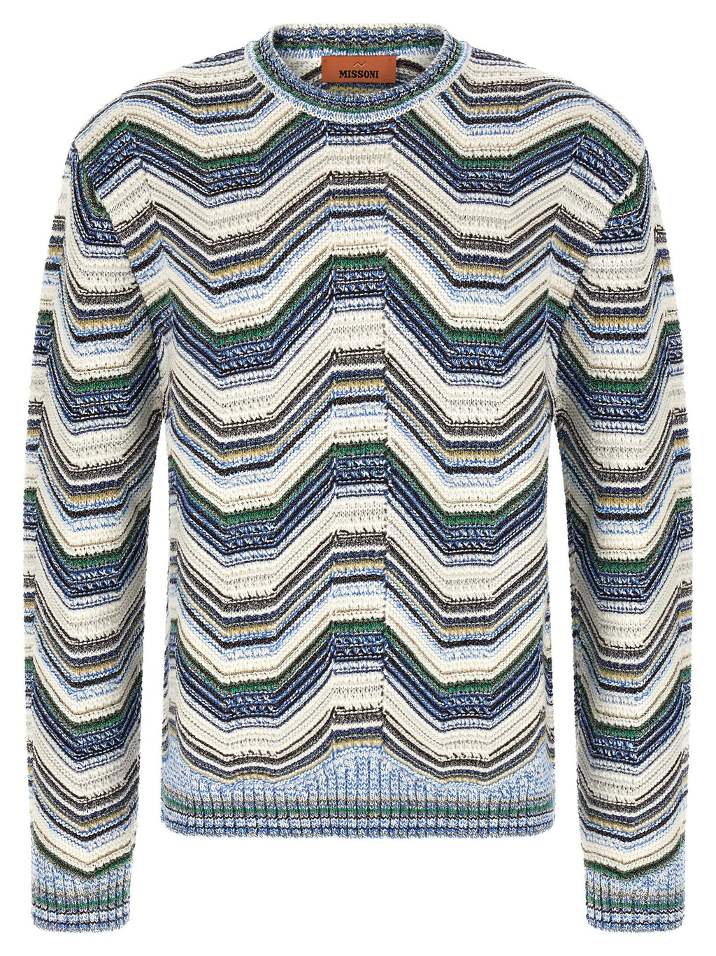 Multicolor Wool and Cotton Zigzag Cardigan
