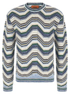 Multicolor Wool and Cotton Zigzag Cardigan