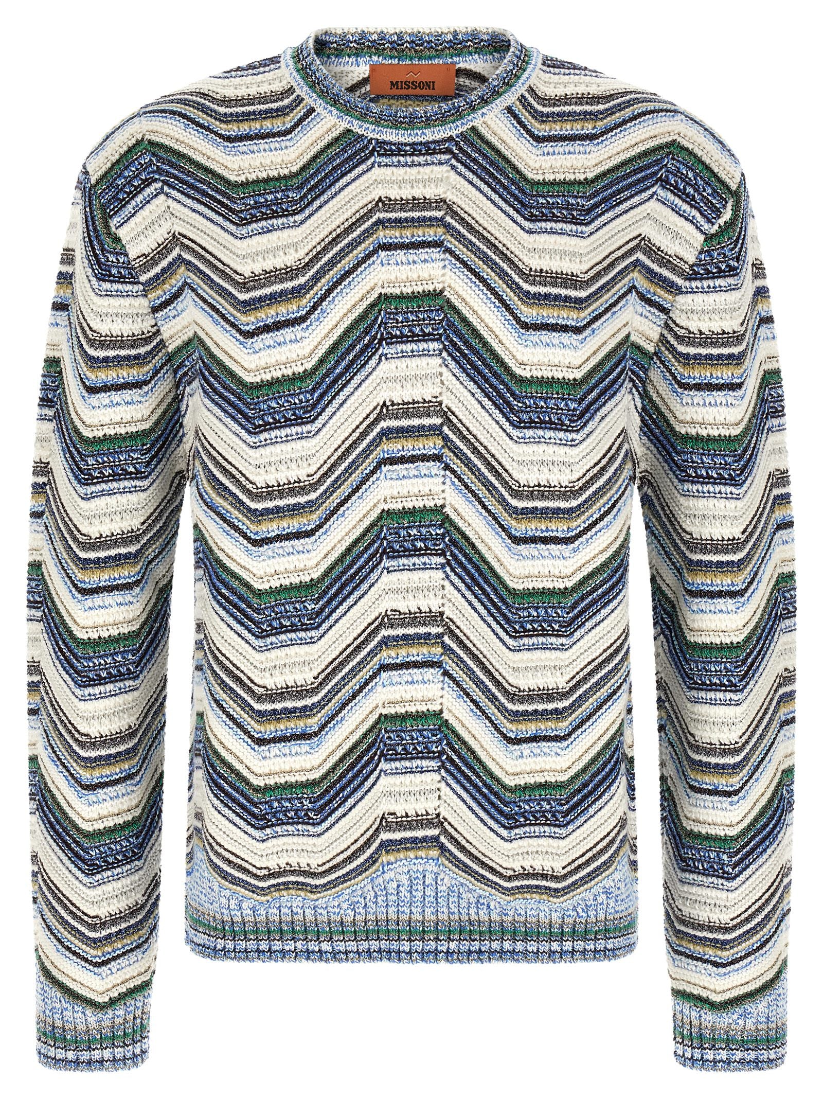 Multicolor Wool and Cotton Zigzag Cardigan