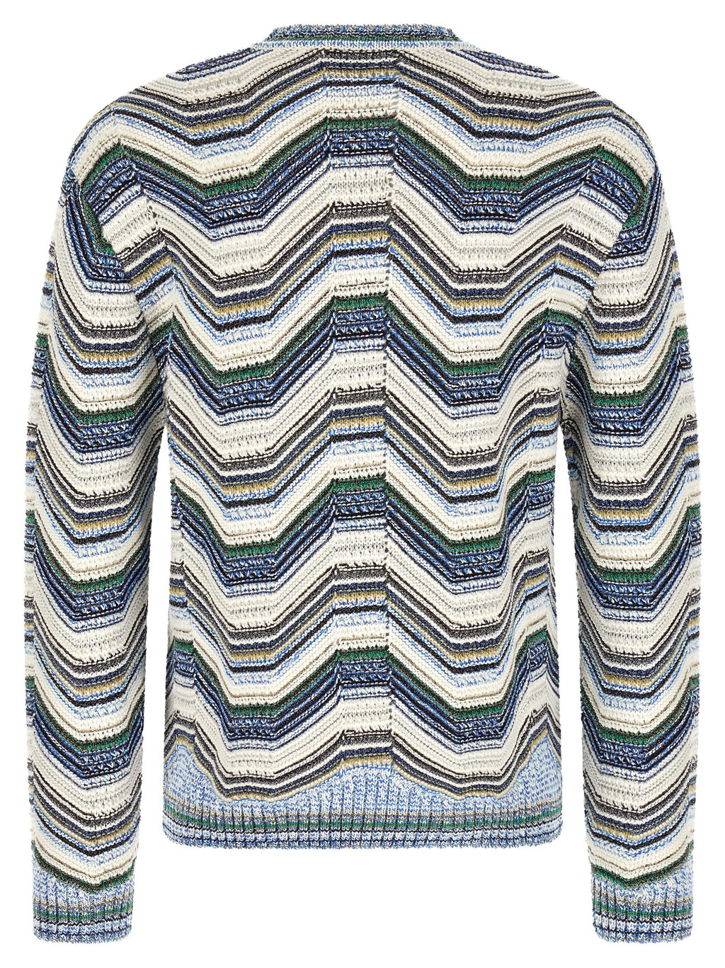 Multicolor Wool and Cotton Zigzag Cardigan