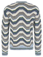 Multicolor Wool and Cotton Zigzag Cardigan