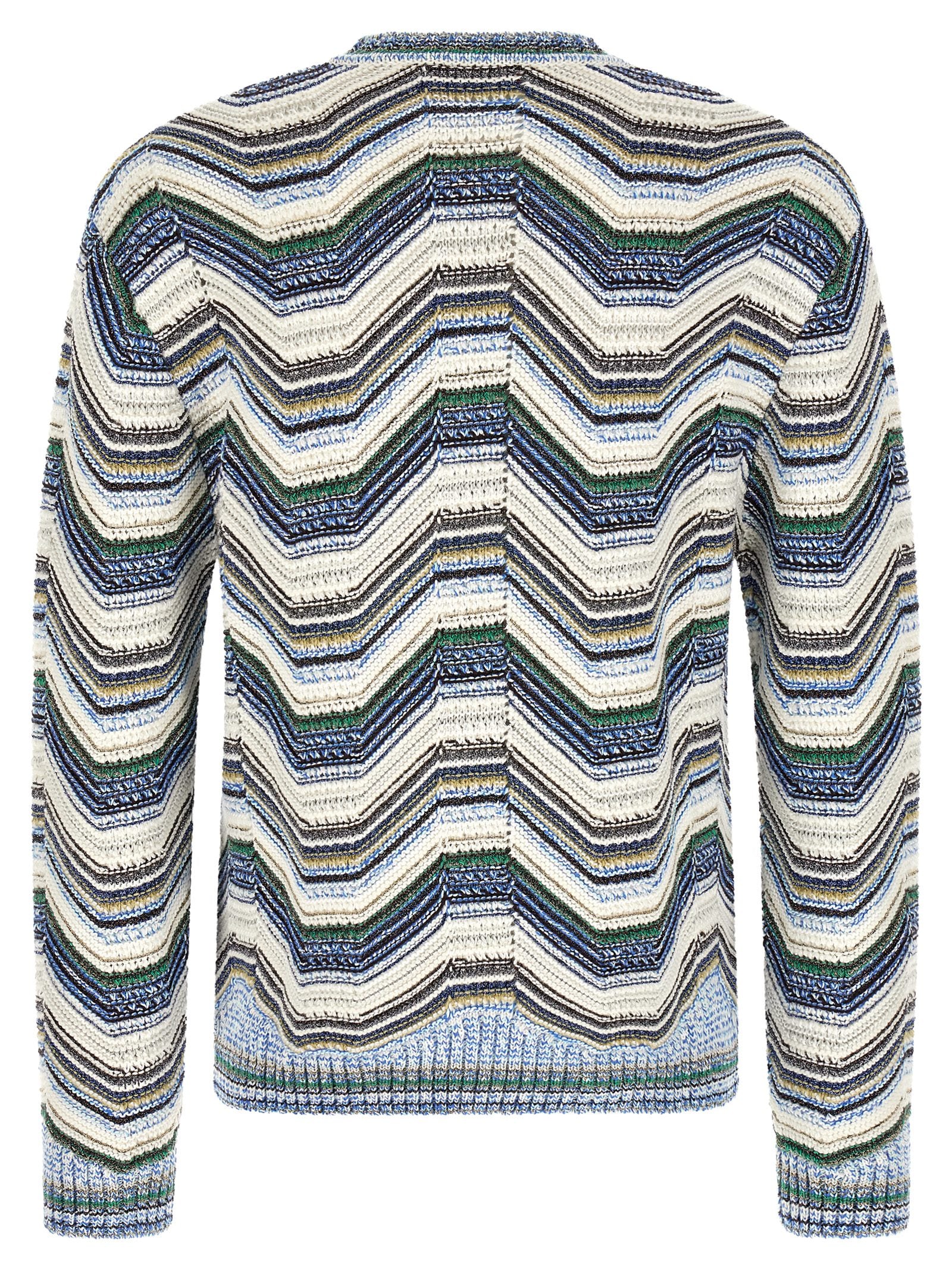 Multicolor Wool and Cotton Zigzag Cardigan