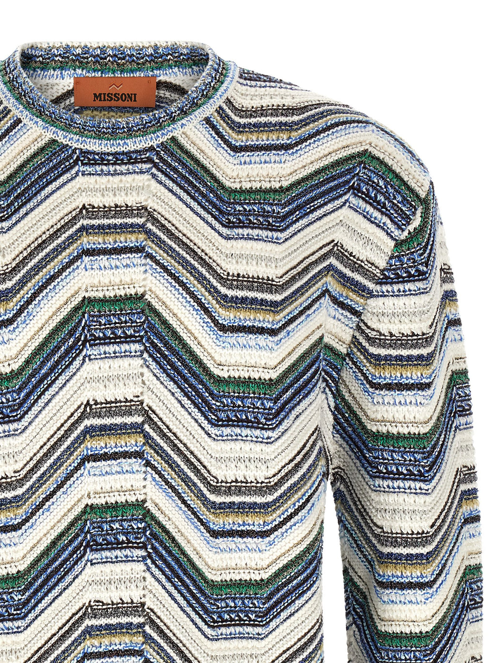 Multicolor Wool and Cotton Zigzag Cardigan
