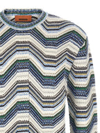 Multicolor Wool and Cotton Zigzag Cardigan