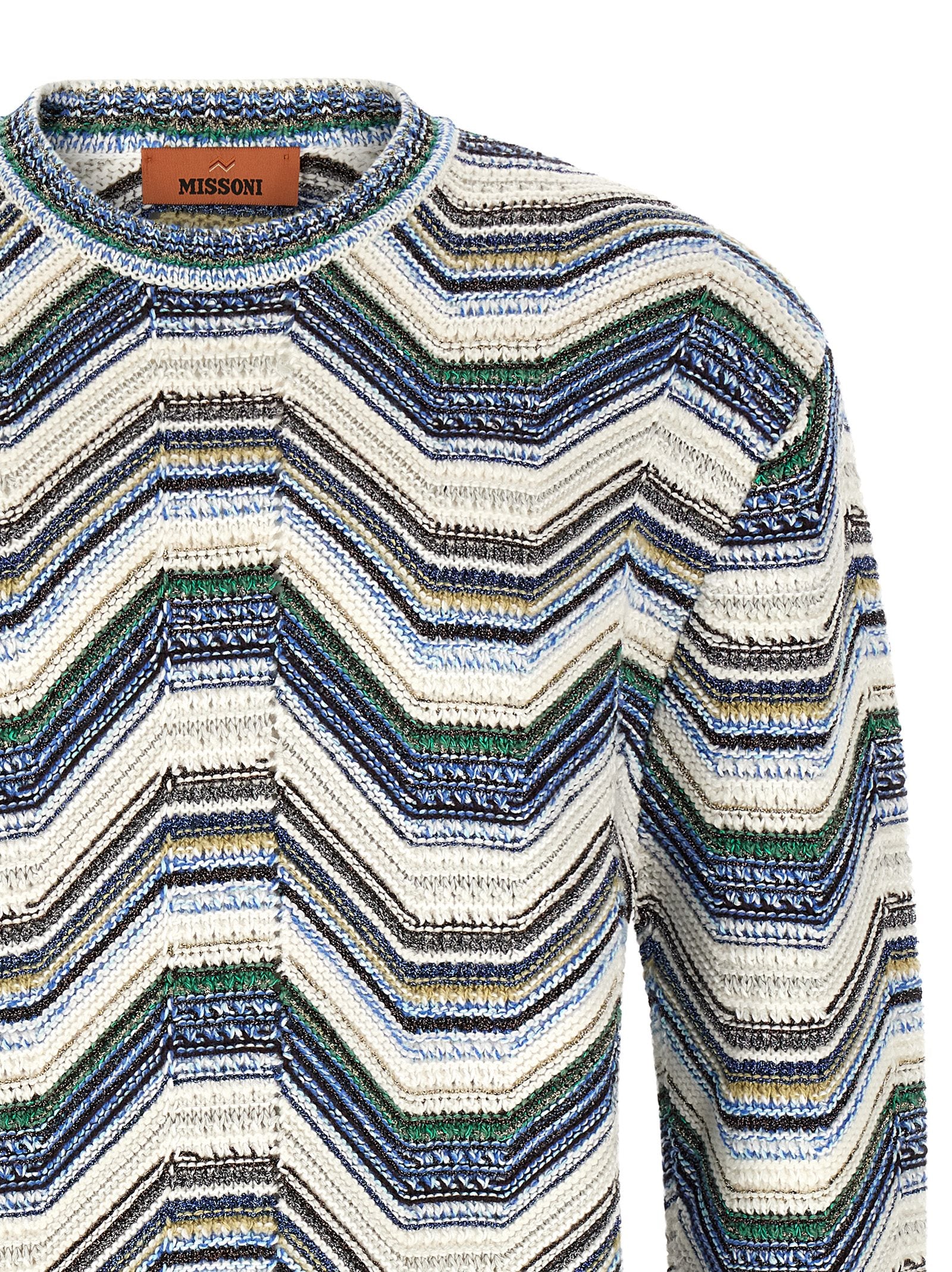 Multicolor Wool and Cotton Zigzag Cardigan