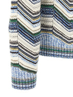 Multicolor Wool and Cotton Zigzag Cardigan