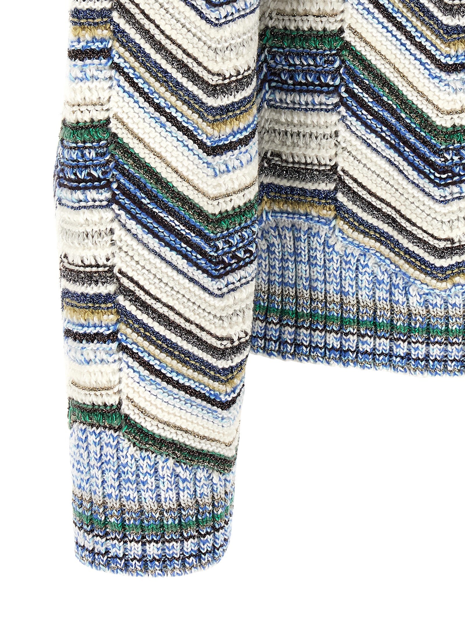Multicolor Wool and Cotton Zigzag Cardigan