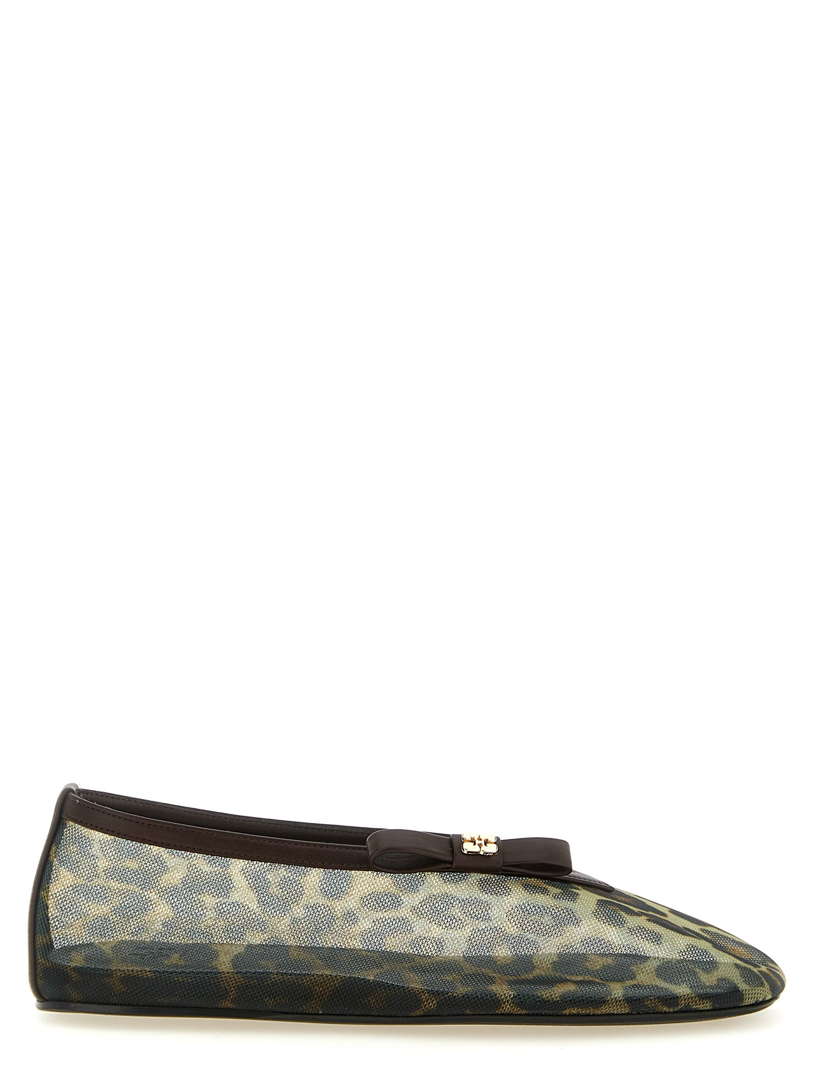 Leopard Print Nylon Ballet Flats