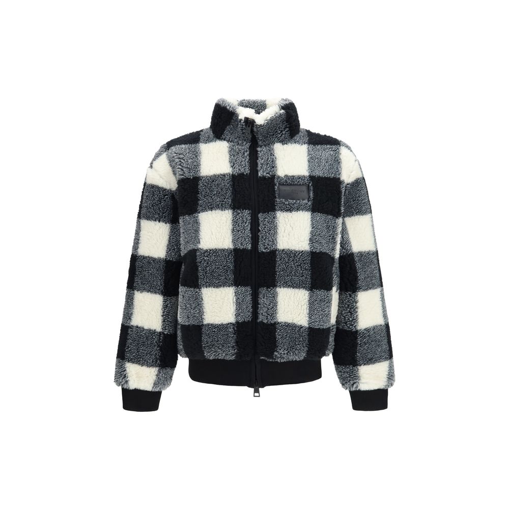 Oversized Checked Wool-Blend Teddy Jacket