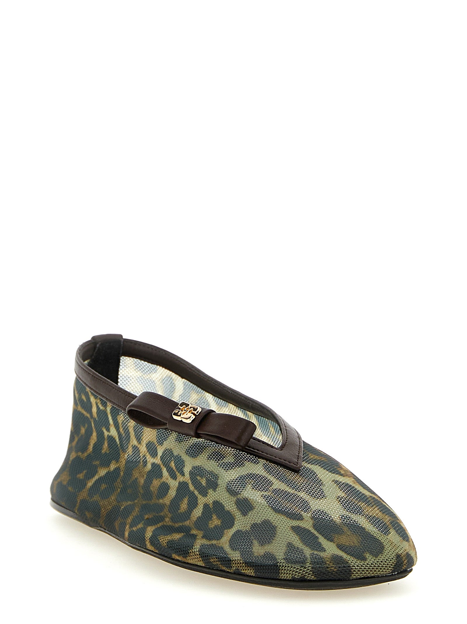Leopard Print Nylon Ballet Flats