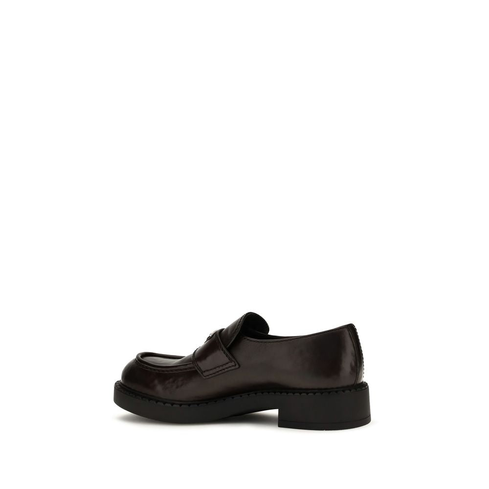 Brown Brushed Calf Leather Slip-On Loafers
