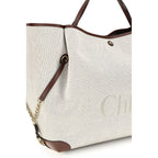 Large Beige Cotton Carry Tote Bag