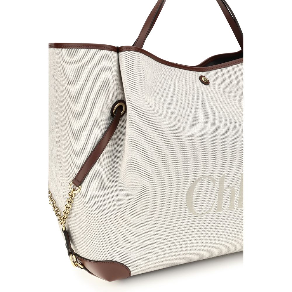 Large Beige Cotton Carry Tote Bag