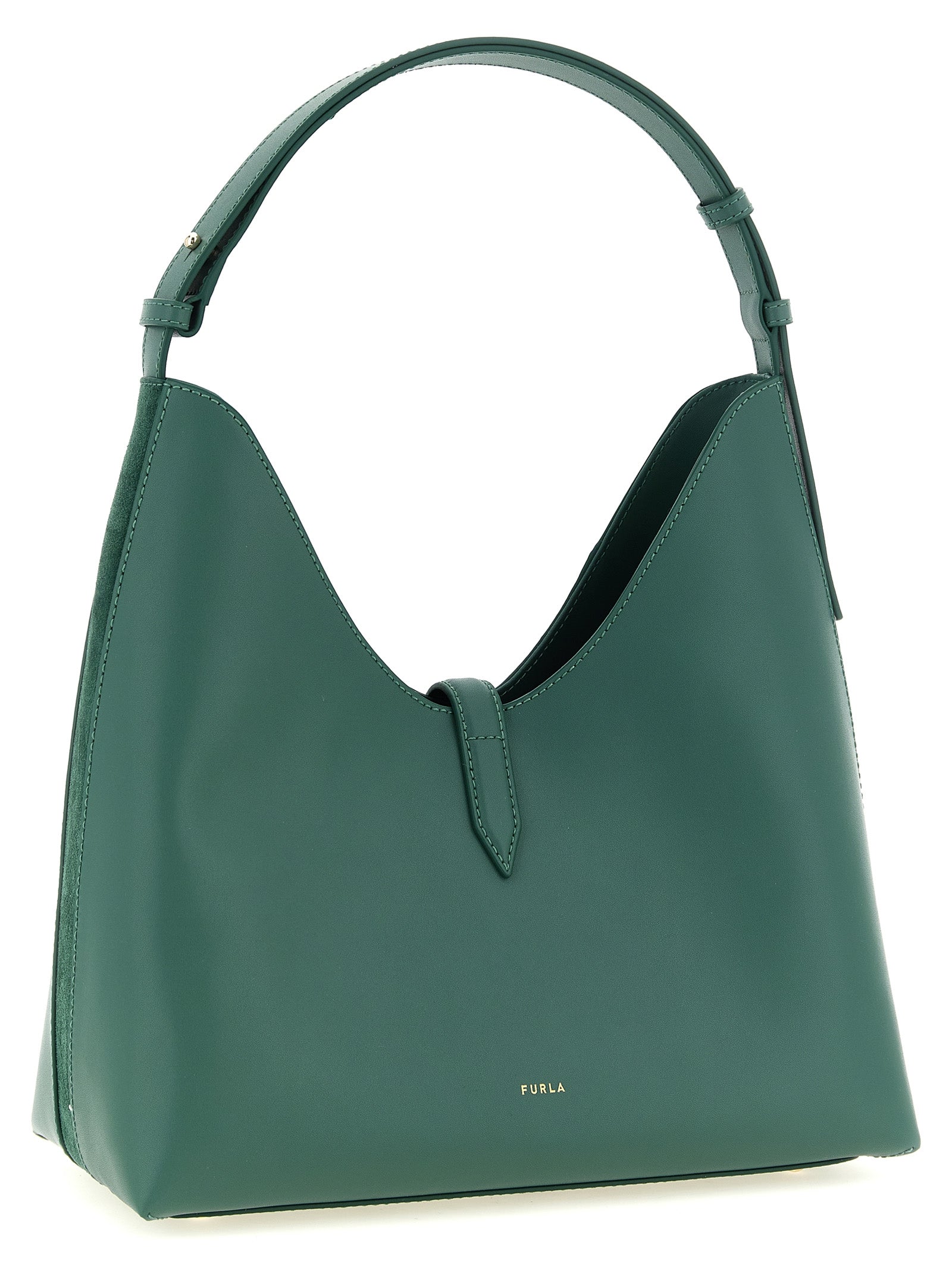 Green Calfskin Goccia M Shoulder Bag