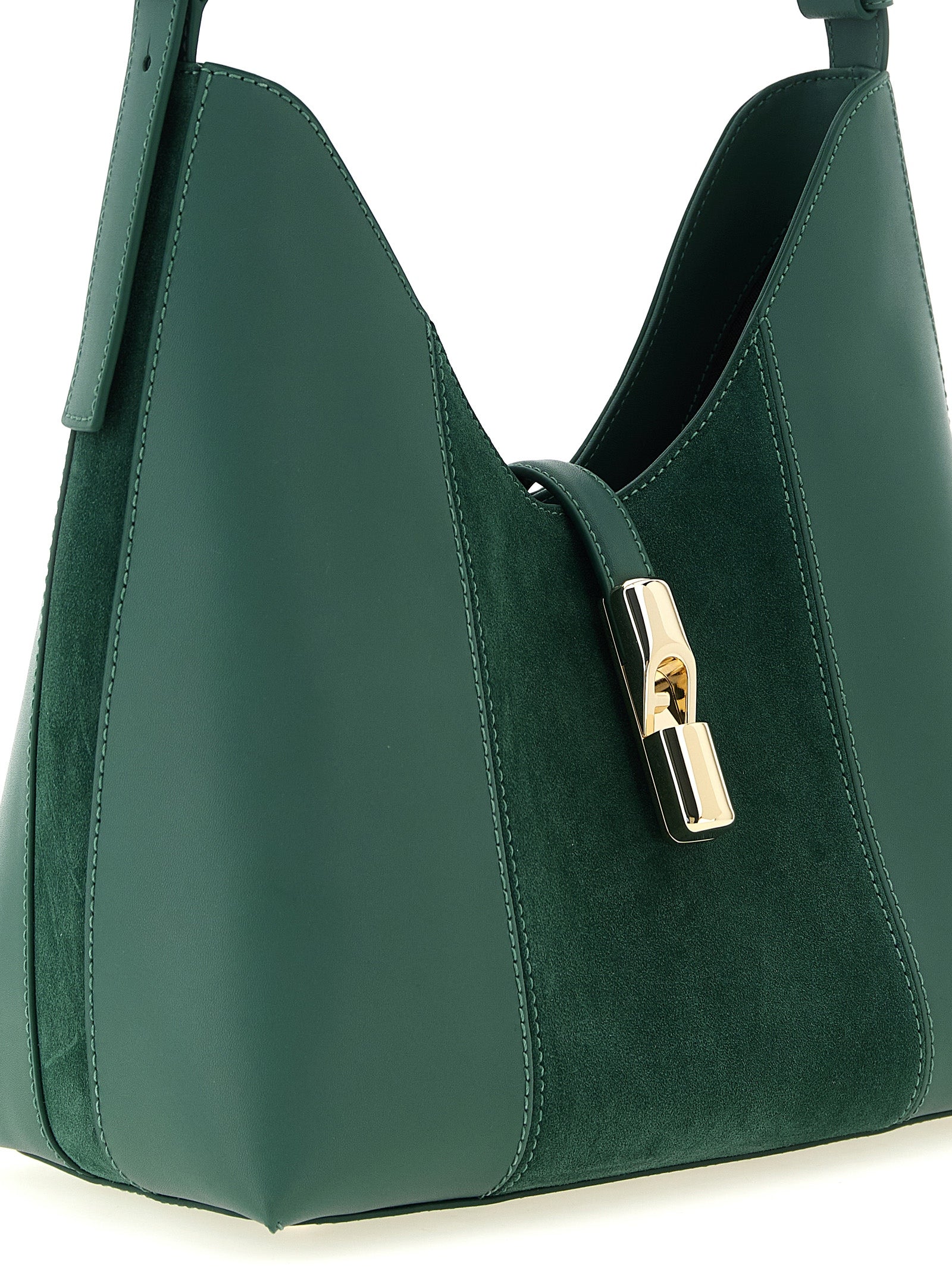 Green Calfskin Goccia M Shoulder Bag