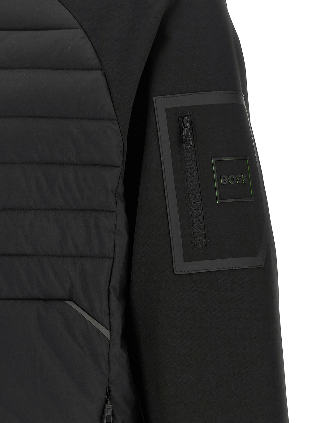 Black Quilted Technical Hoodie
