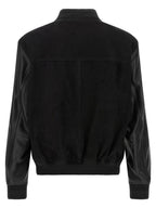 Black Polyester Varsity Bomber Jacket