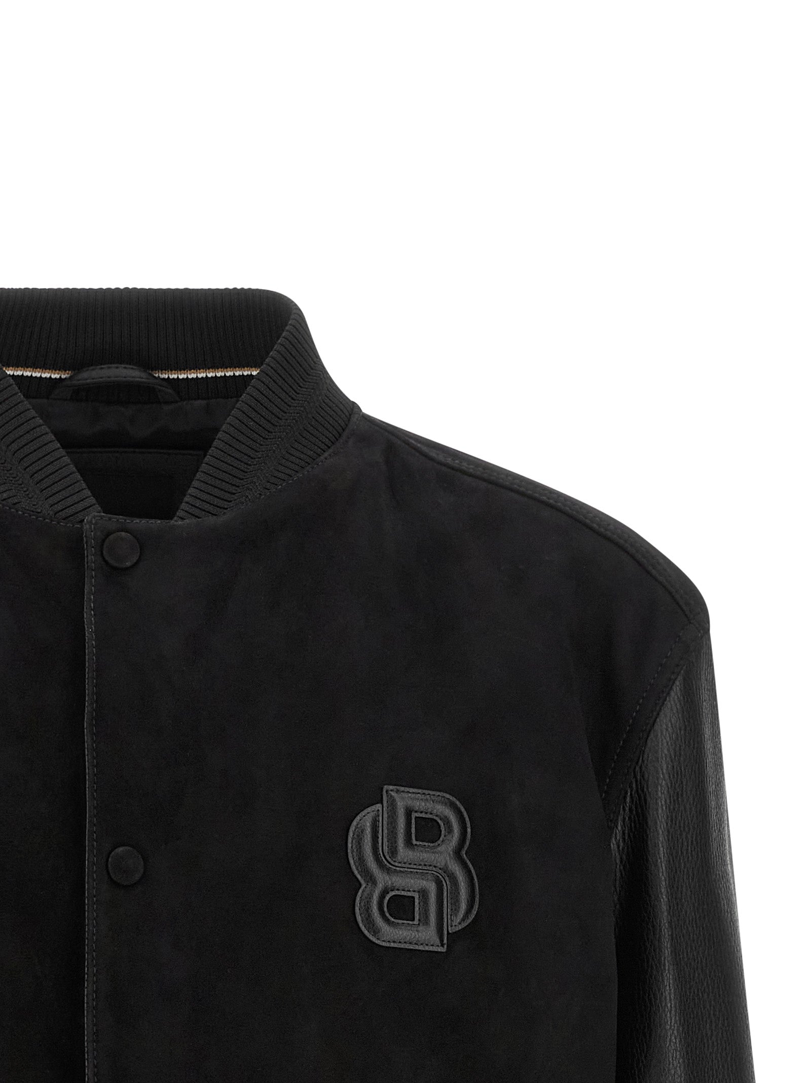 Black Polyester Varsity Bomber Jacket