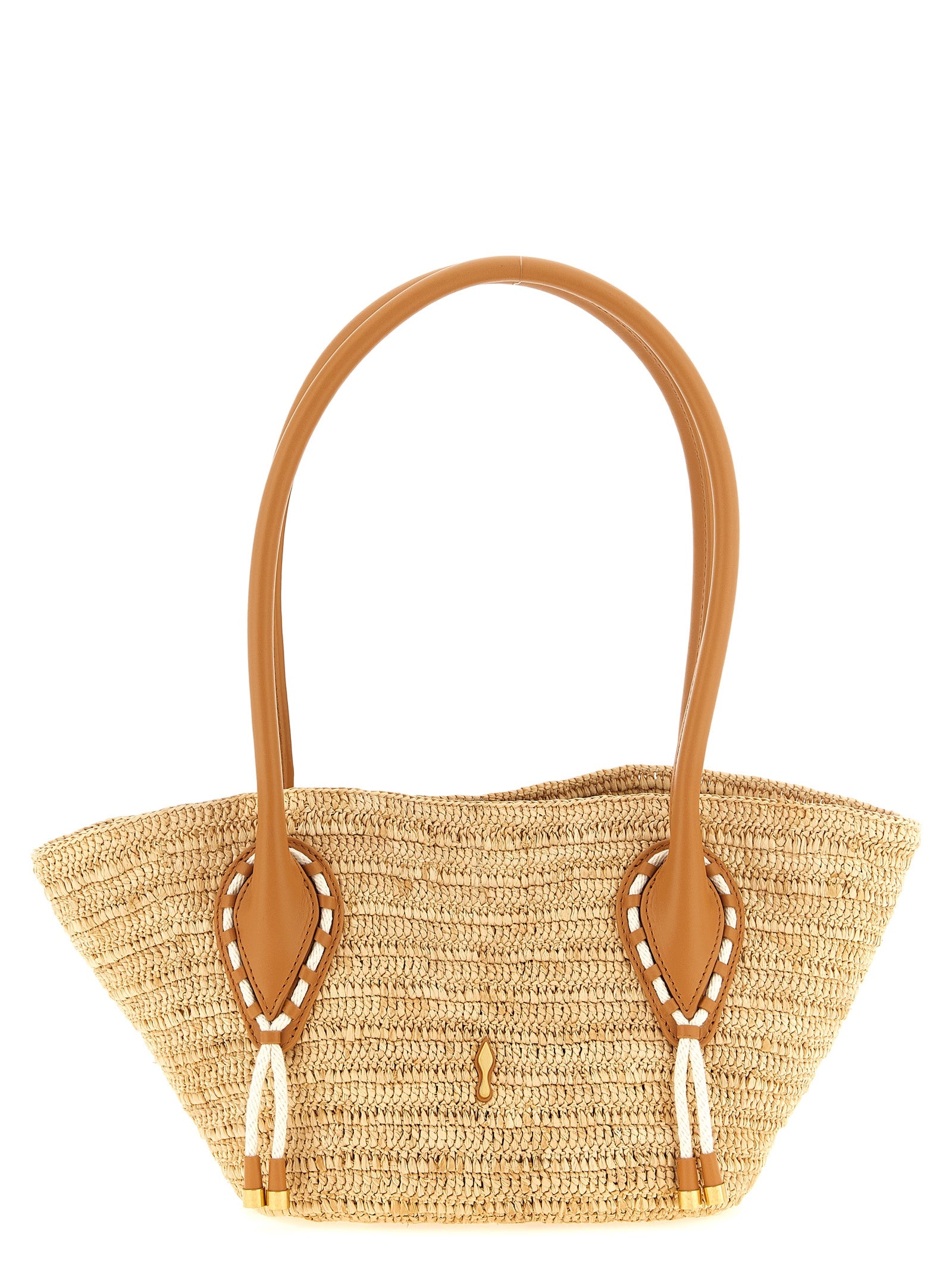Beige Raffia Mini Shopping Bag