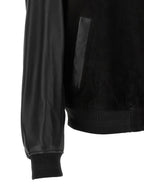 Black Polyester Varsity Bomber Jacket