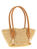 Beige Raffia Mini Shopping Bag