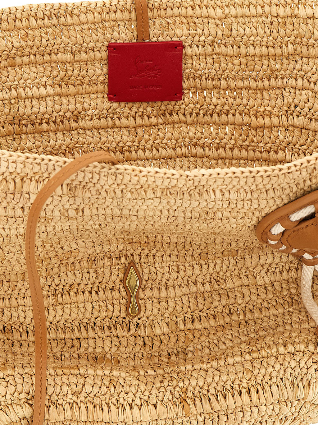 Beige Raffia Mini Shopping Bag