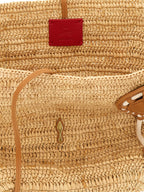 Beige Raffia Mini Shopping Bag