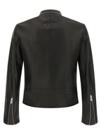 Black Lamb Leather 5‑Zip Jacket
