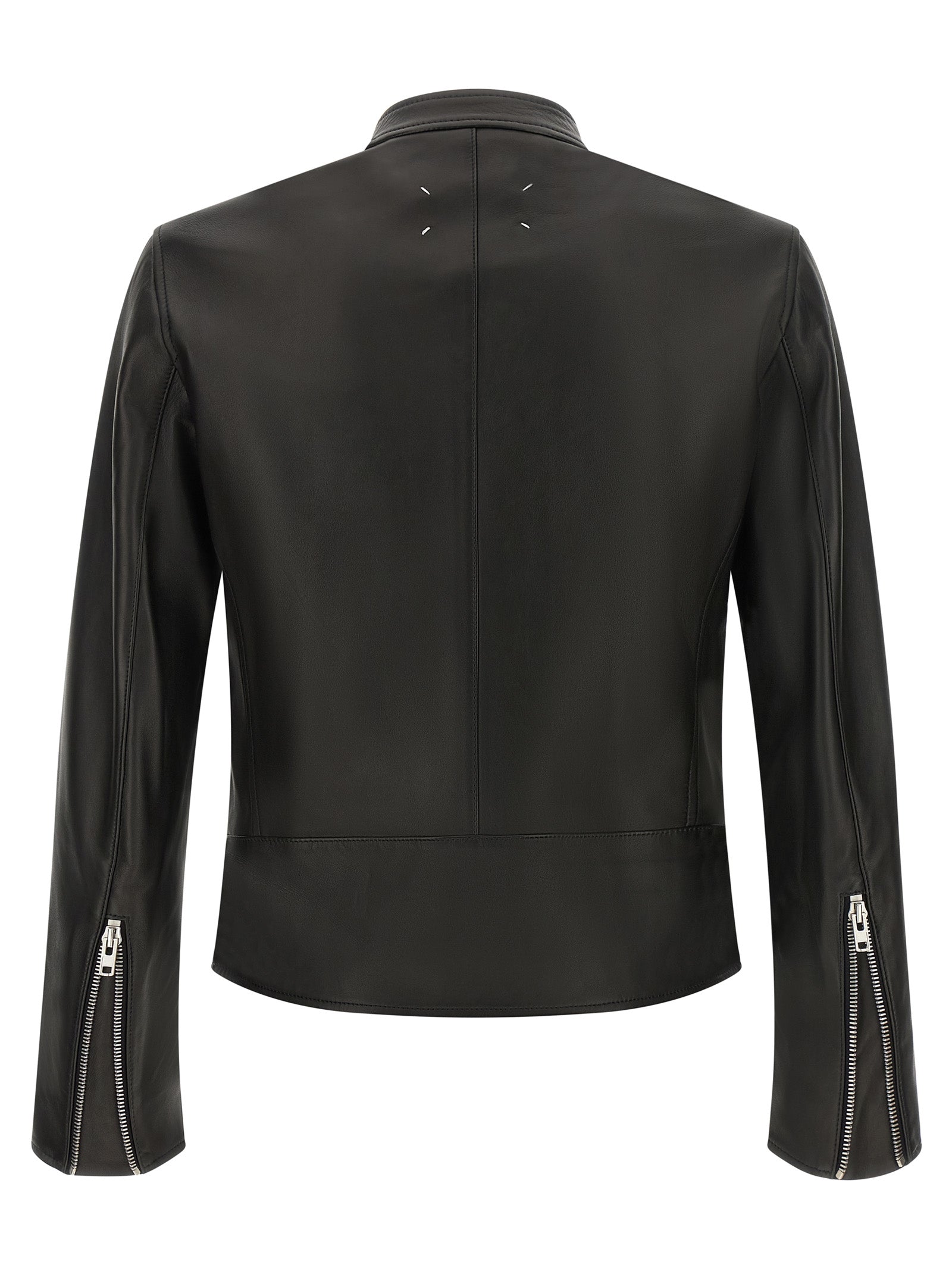 Black Lamb Leather 5‑Zip Jacket
